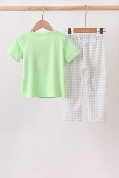 Green Hocus pocus french knot pants set