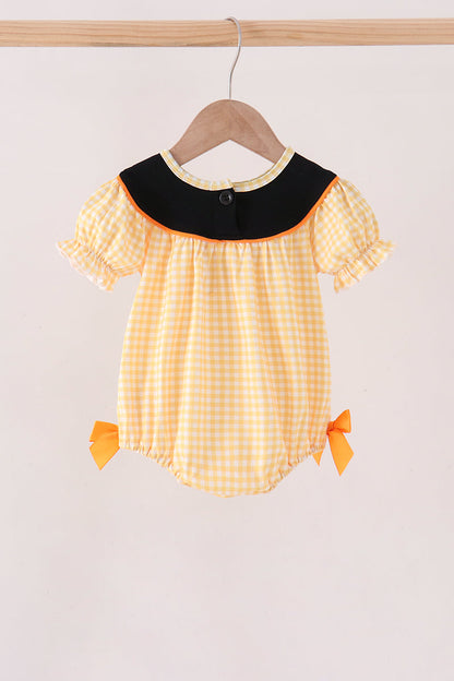 Mustard Candy Embroidery Gingham Bubble