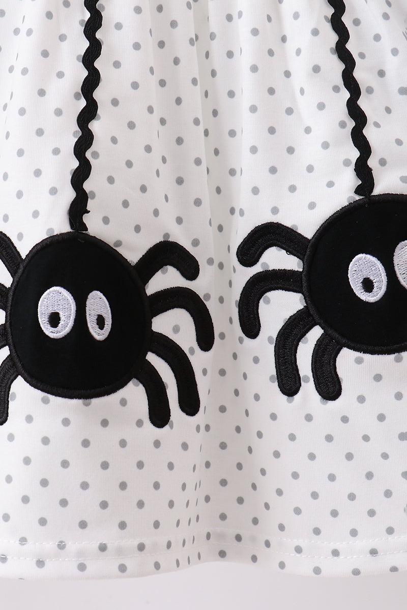 Black Spider Embroidery Ruffle Shorts Set