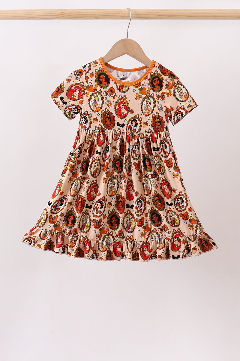 Orange princess bamboo ruffle dress