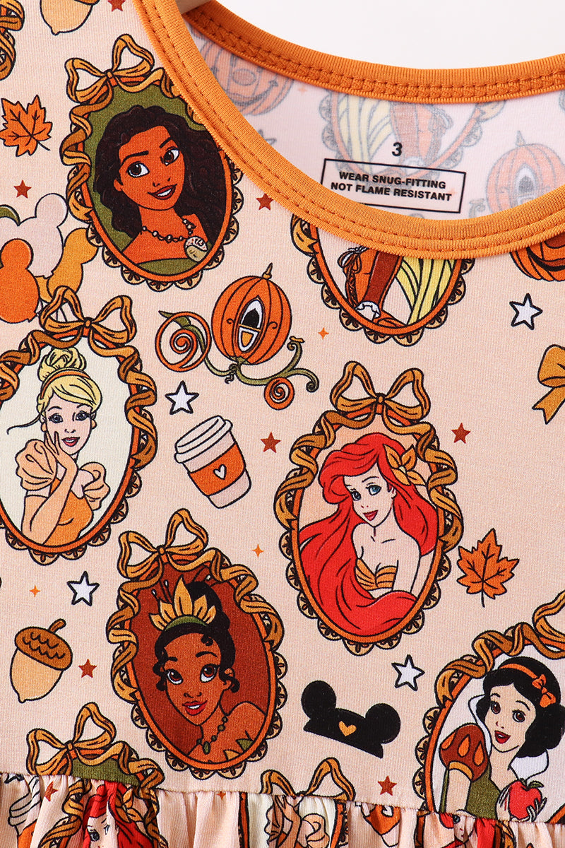 Orange princess bamboo ruffle dress