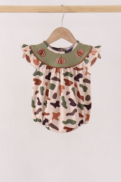 Camouflage Pumpkin Embroidery Ruffle Bubble