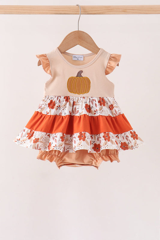 Floral Pumpkin Embroidery Ruffle Bubble