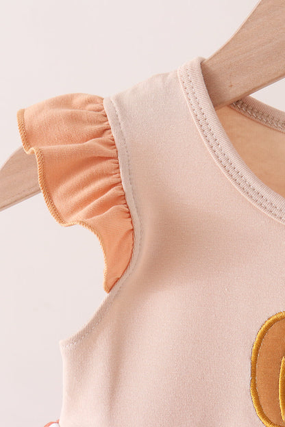 Floral Pumpkin Embroidery Ruffle Bloomer Set