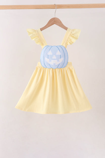 Cream Jack-O-Lantern Applique Ruffle Dress