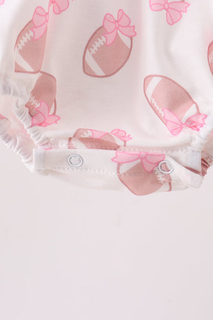 Pink Touchdown Smocked Ruffle Bubble