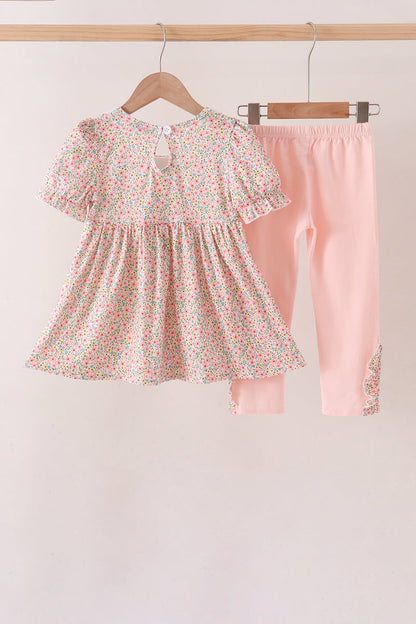 Floral Smocked Lace Pants Set