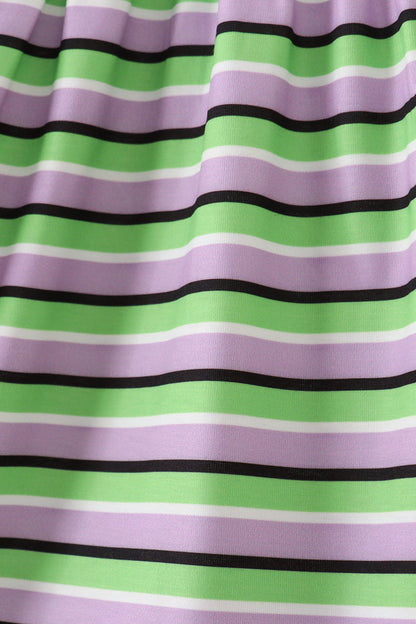 Purple witch embroidery bow stripe dress