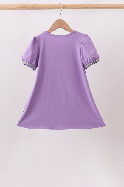 Purple witch applique dress