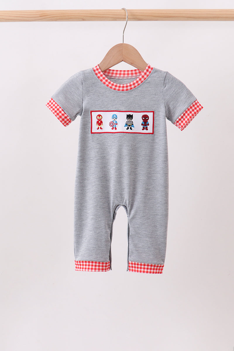 Grey character embroidery romper