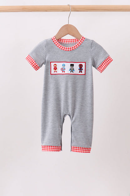 Grey character embroidery romper