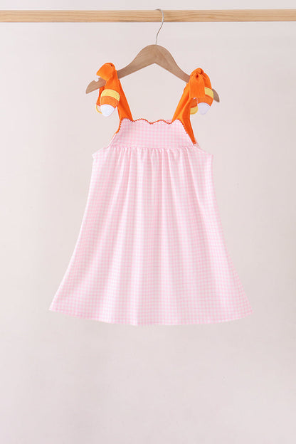 Pink Gingham Candy Corn Dress