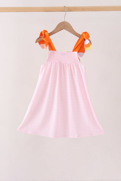 Pink Gingham Candy Corn Dress