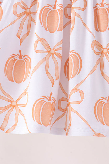 Coral Pumpkin Bow Bamboo Set
