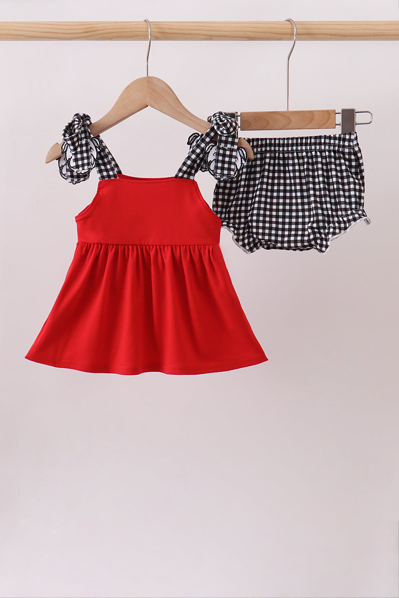 Red Georgia Go Dawgs Smocked Bloomer Set