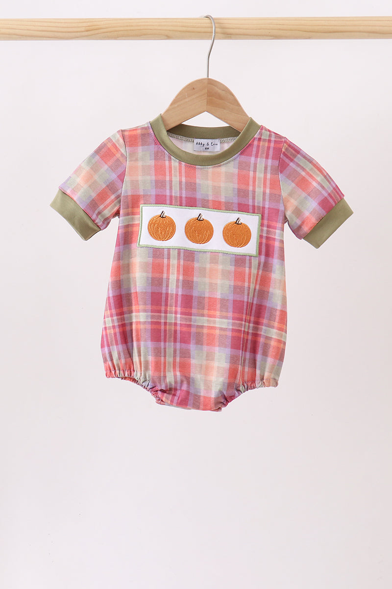 Camel Pumpkin Embroidery Plaid Bubble