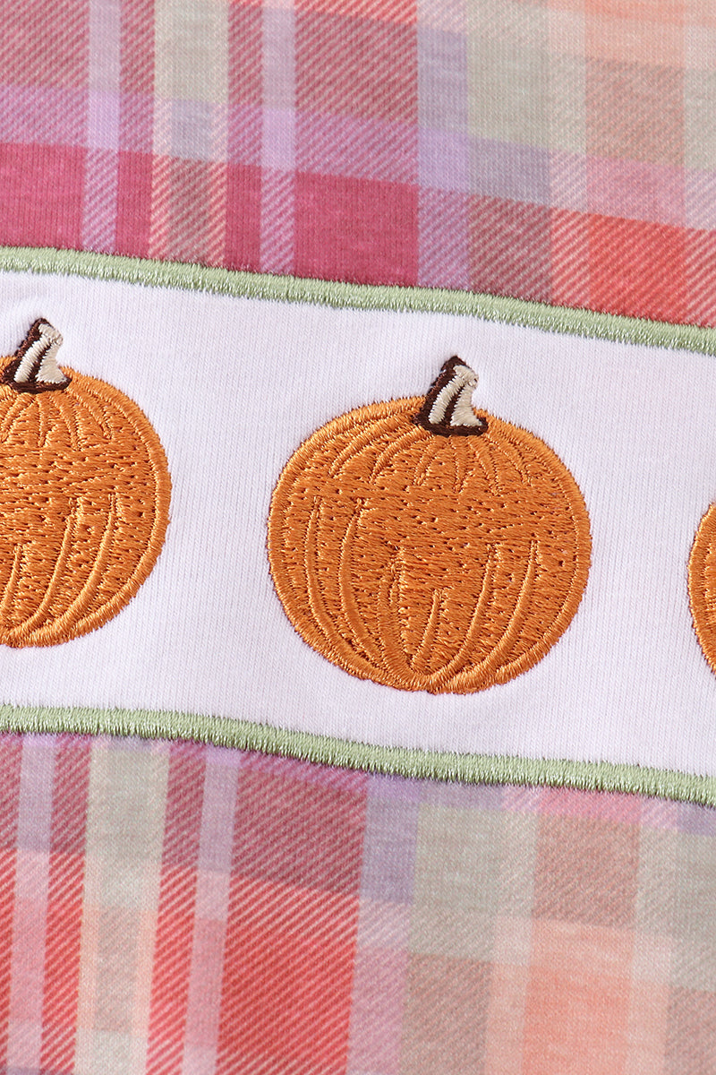 Camel Pumpkin Embroidery Plaid Bubble