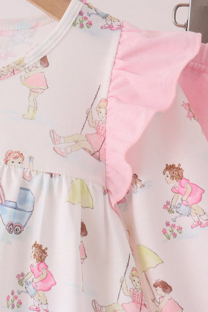 Pink all day adventure ruffle pants set