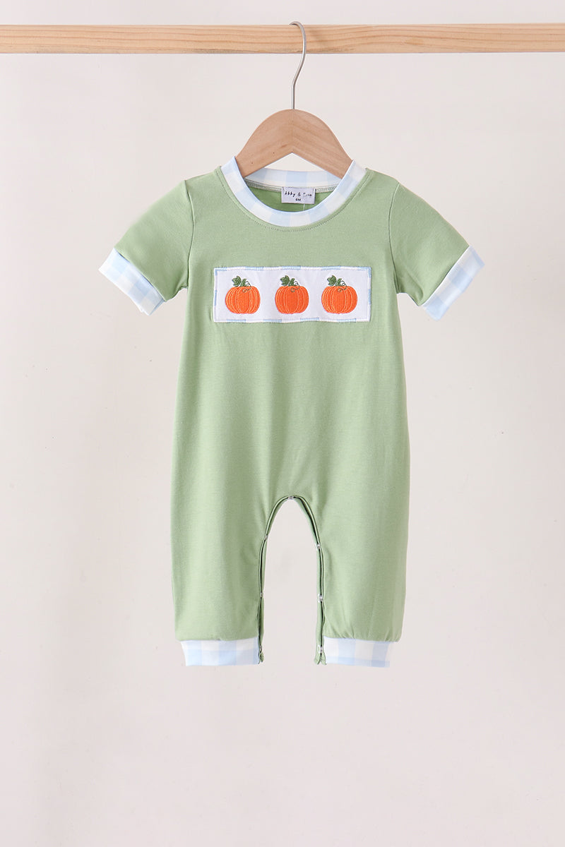 Green Pumpkin Embroidery Romper