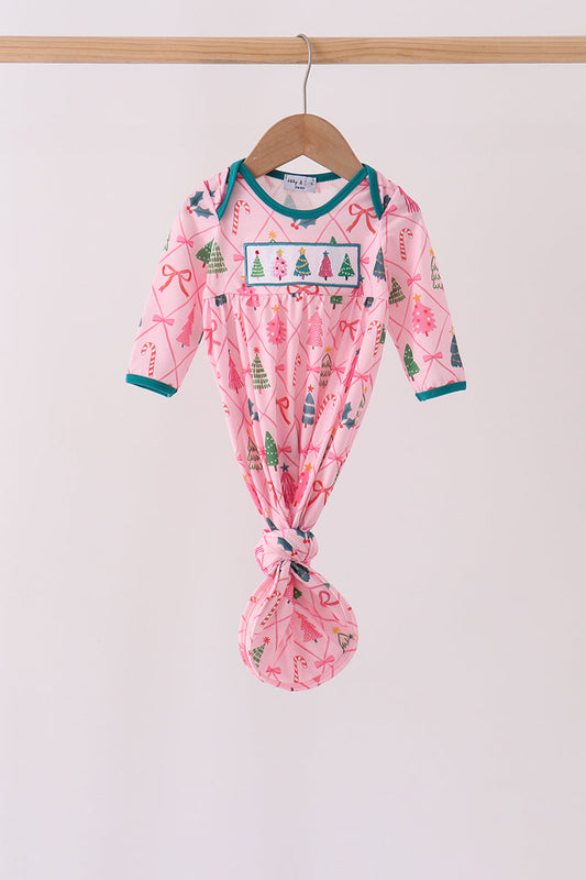Pink Christmas Tree Embroidery Gown