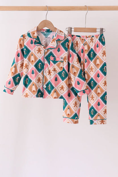 Green Gingerbread Bamboo Mom&me Pajama Set