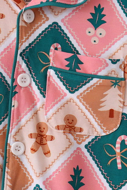 Green Gingerbread Bamboo Mom&me Pajama Set