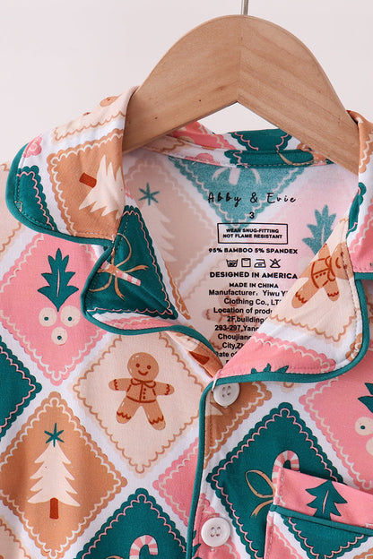 Green Gingerbread Bamboo Mom&me Pajama Set
