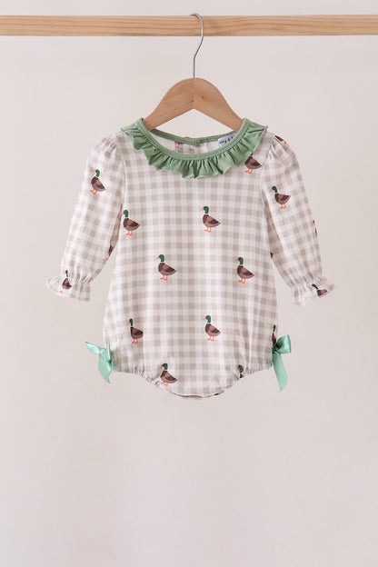 Green Duck Ruffle Gingham Bubble