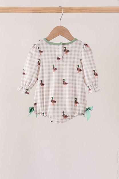 Green Duck Ruffle Gingham Bubble
