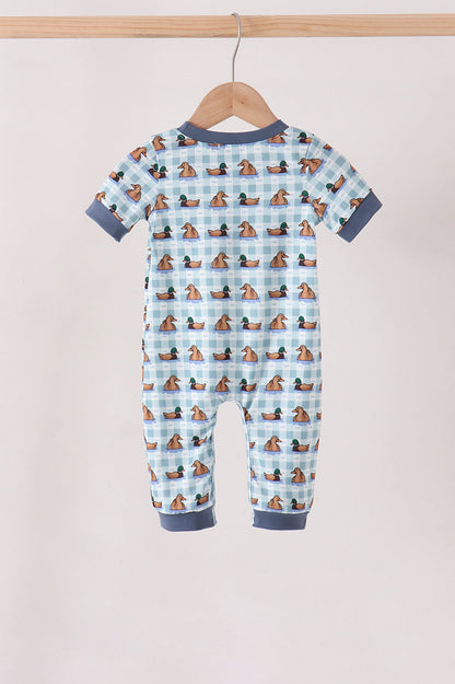 Blue mallard duck embroidery romper