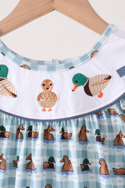 Blue mallard duck embroidery dress