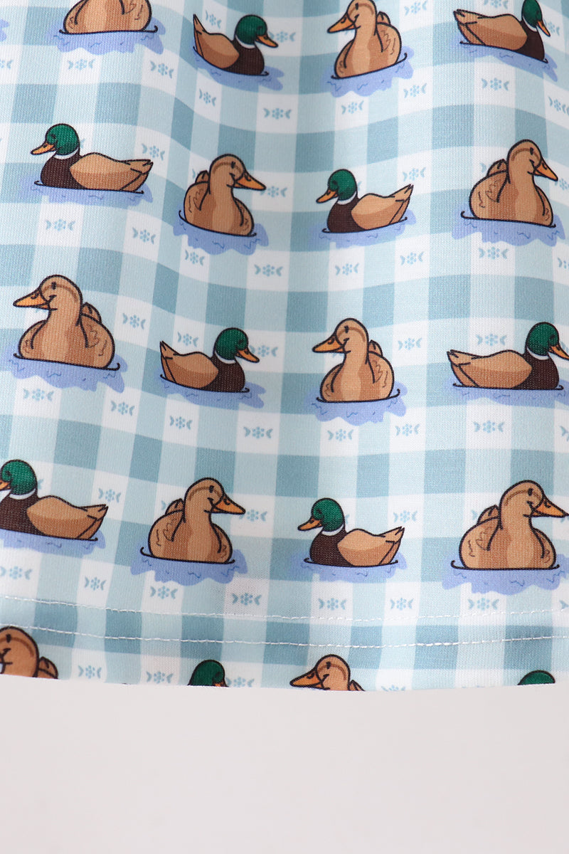 Blue mallard duck embroidery dress