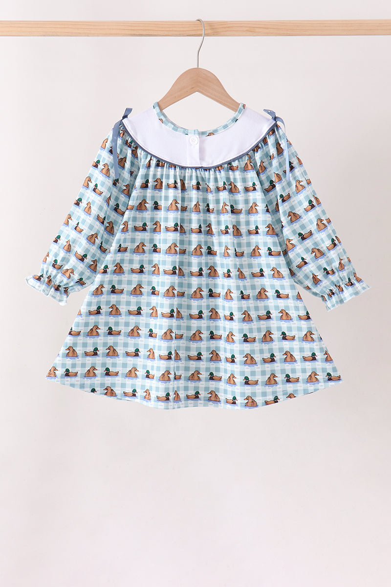Blue mallard duck embroidery dress