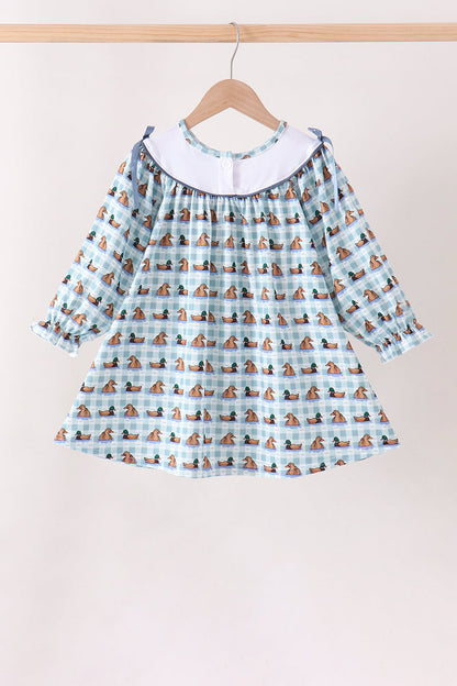 Blue mallard duck embroidery dress