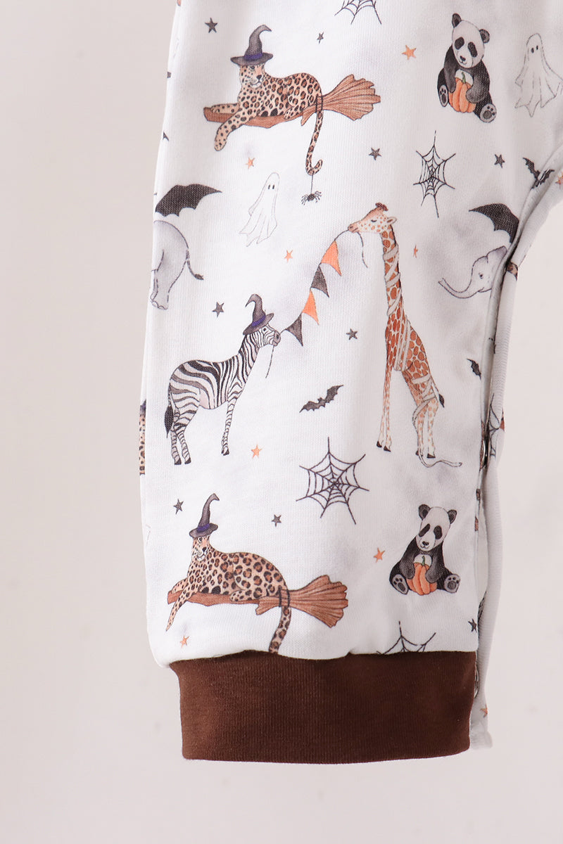 Brown zoo animal romper