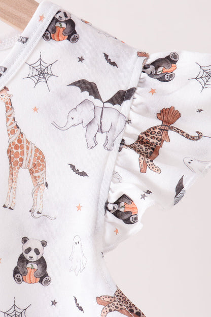 Brown zoo animal ruffle dress