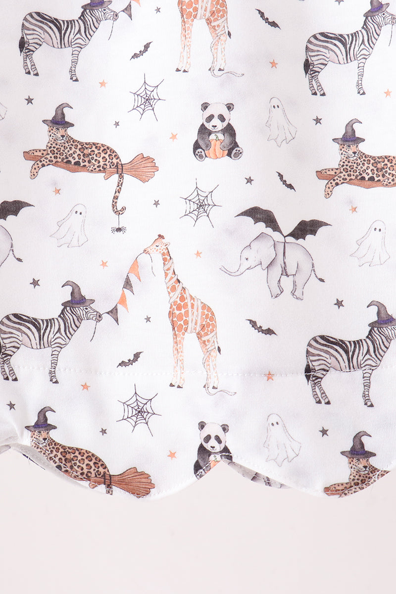 Brown zoo animal ruffle dress