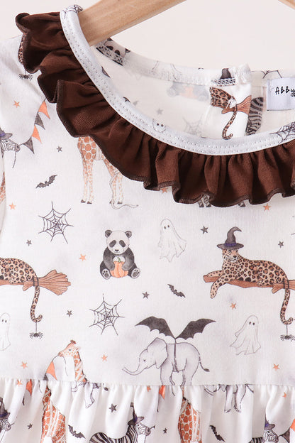 Brown zoo animal ruffle pants set