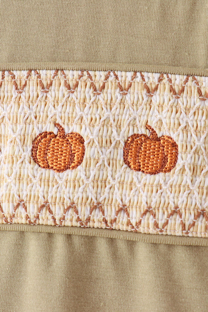 Sage pumpkin embroidery top