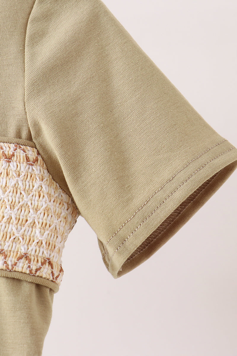 Sage pumpkin embroidery top