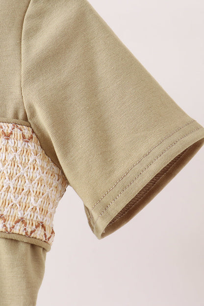 Sage pumpkin embroidery top