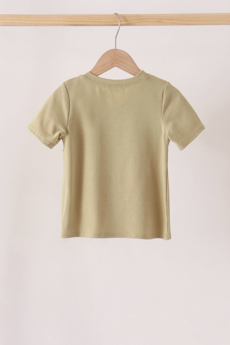 Sage pumpkin embroidery top
