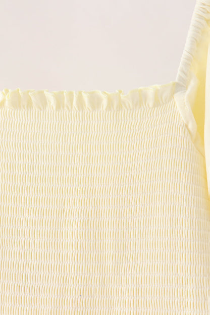 Cream smocked mom tiered dress