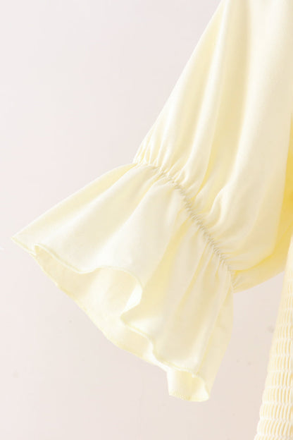 Cream smocked mom tiered dress