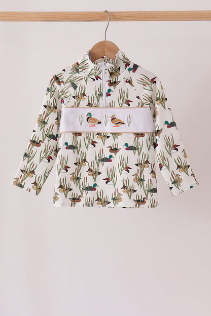 Duck embroidery half-zip pullover