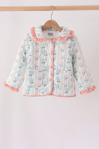 Blue hydrangea ruffle jacket