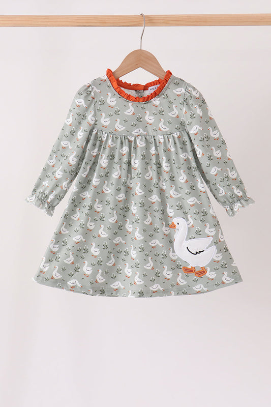 Grey goose applique ruffle dress