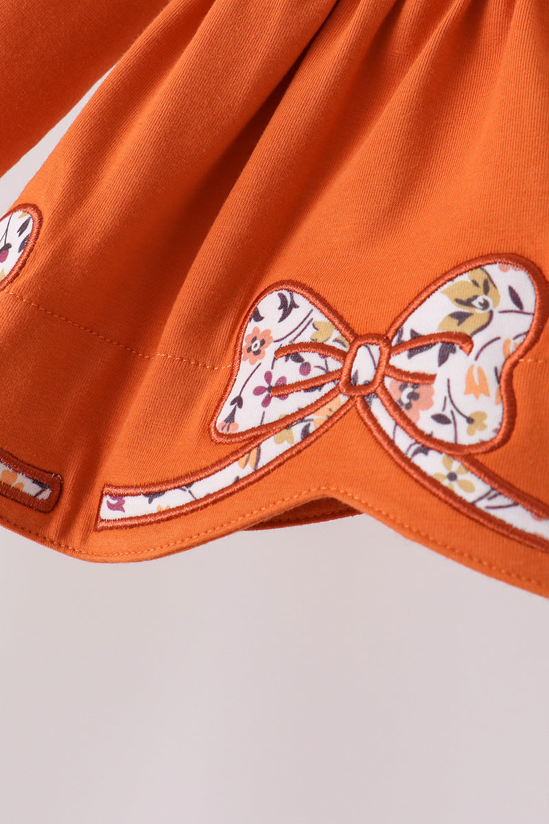 Orange floral ruffle bloomer set