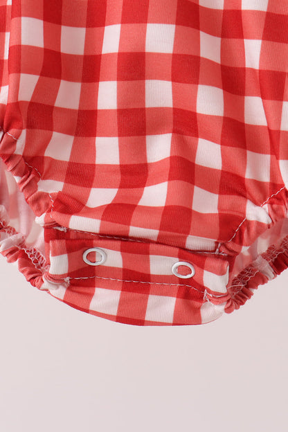 Red goose embroidery gingham bubble
