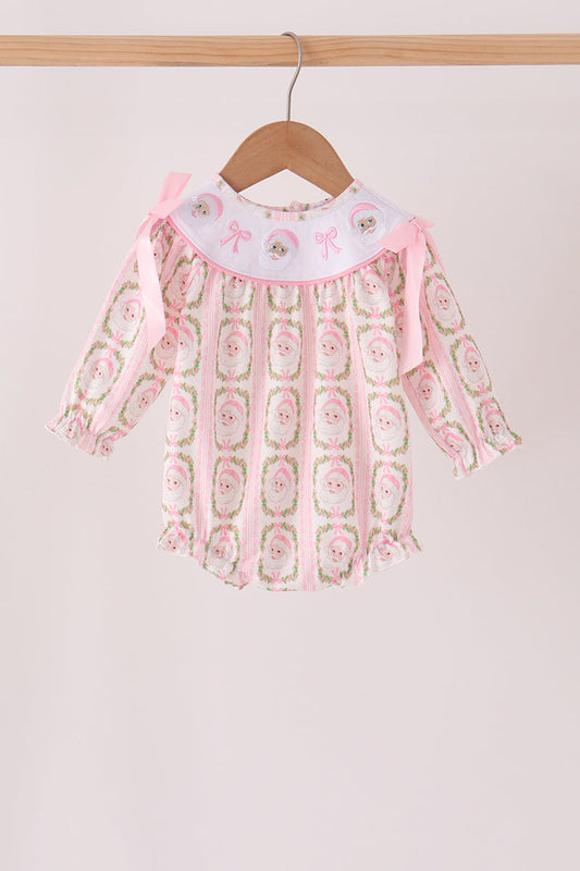 Pink santa bow embroidery bubble